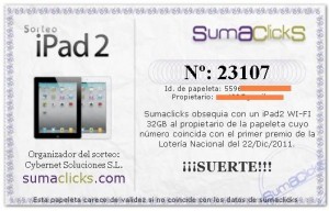 Lee más sobre el artículo Cómo ganar un ipad2 gratis con Sumaclicks!