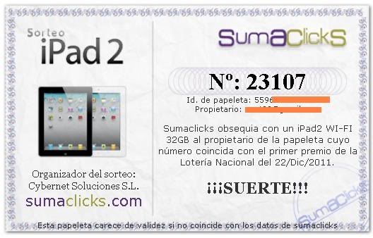 Lee más sobre el artículo Cómo ganar un ipad2 gratis con Sumaclicks!