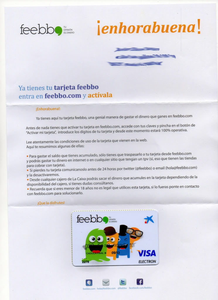 Lee más sobre el artículo Ahora a ganar 1 euro por cada encuesta gracias a Feebbo y mi nueva tarjeta