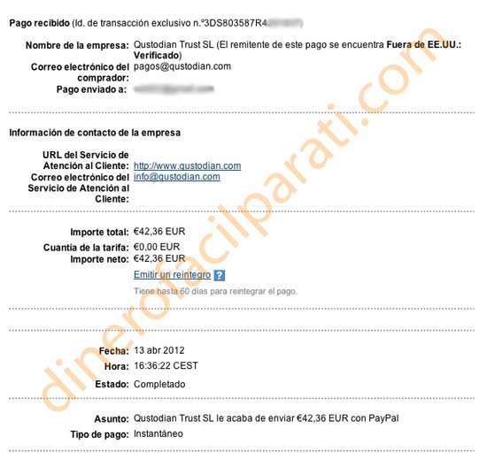 Lee más sobre el artículo Comprobante de pago de Qustodian (42€) y nuevas medidas de seguridad