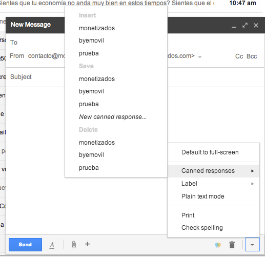 activar canned responses en gmail