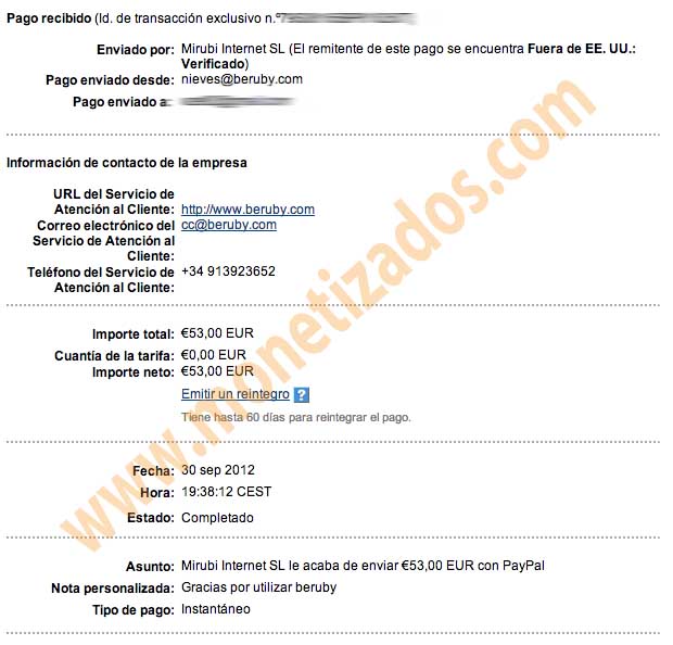 comprobante de pago de beruby