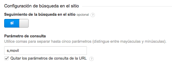 configurar busquedas en analytics