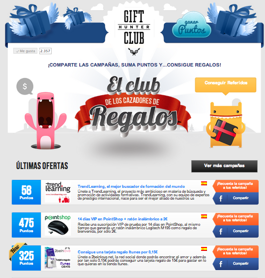 pantalla principal de app de gifthunterclub pantalla principal de app de gifthunterclub