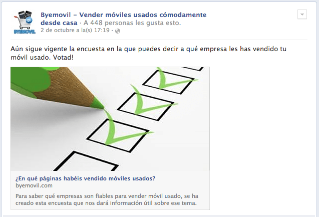 publicación en facebook de byemovil