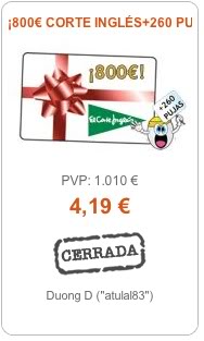 oferta tarjetas de regalo