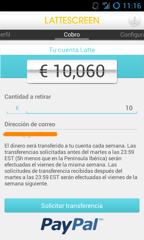solicitar pago lattescreen