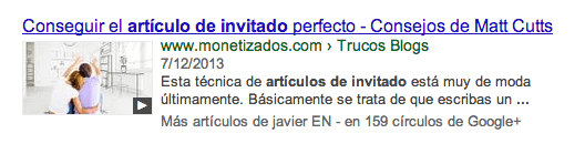 resultado de articulo de invitado en google