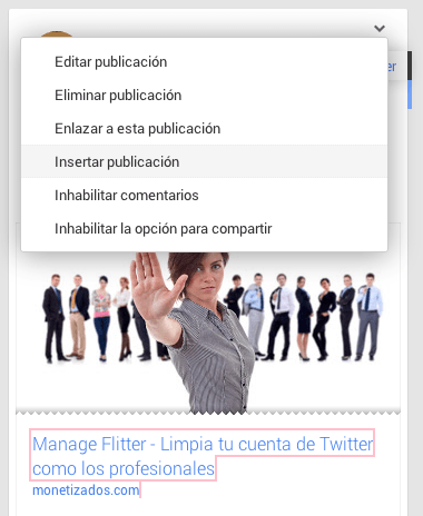 insertar publicacion de g+ en un blog