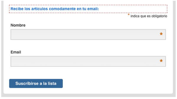 ejemplo formulario newsletter